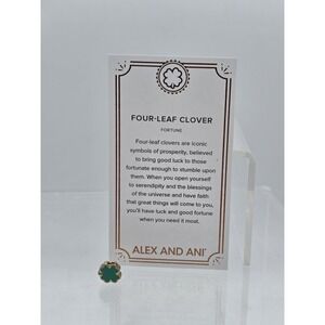 Alex and Ani‎ Gold Plated FOUR LEAF CLOVER Charm for Slide Bracelet